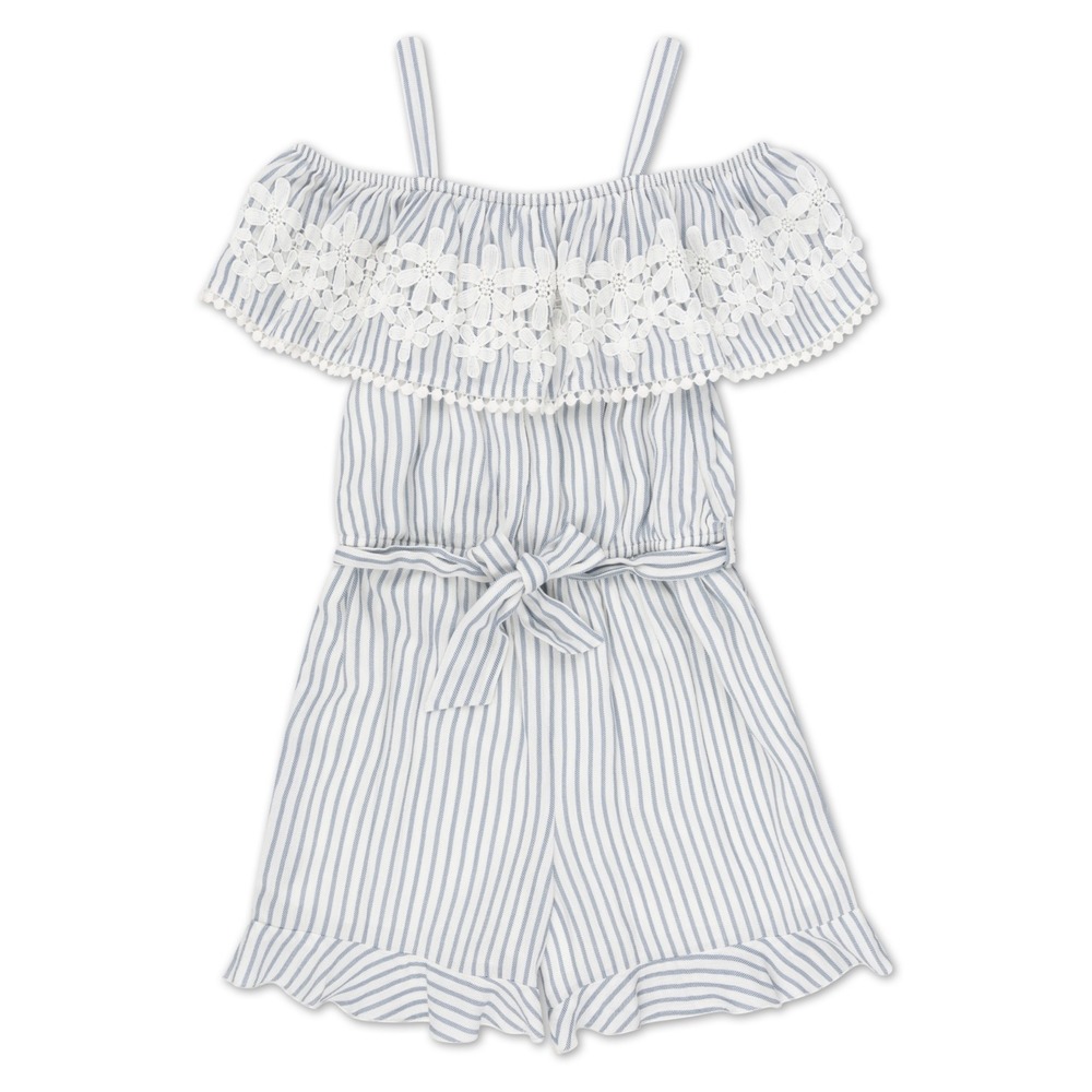Speechless Big Girls Off the Shoulder Sleeveless Romper -‎ White Denim - Size XL
